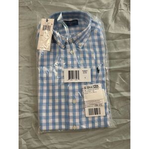 NWT Ralph Lauren Boys Gingham Button-Up Shirt - Blue Size 5